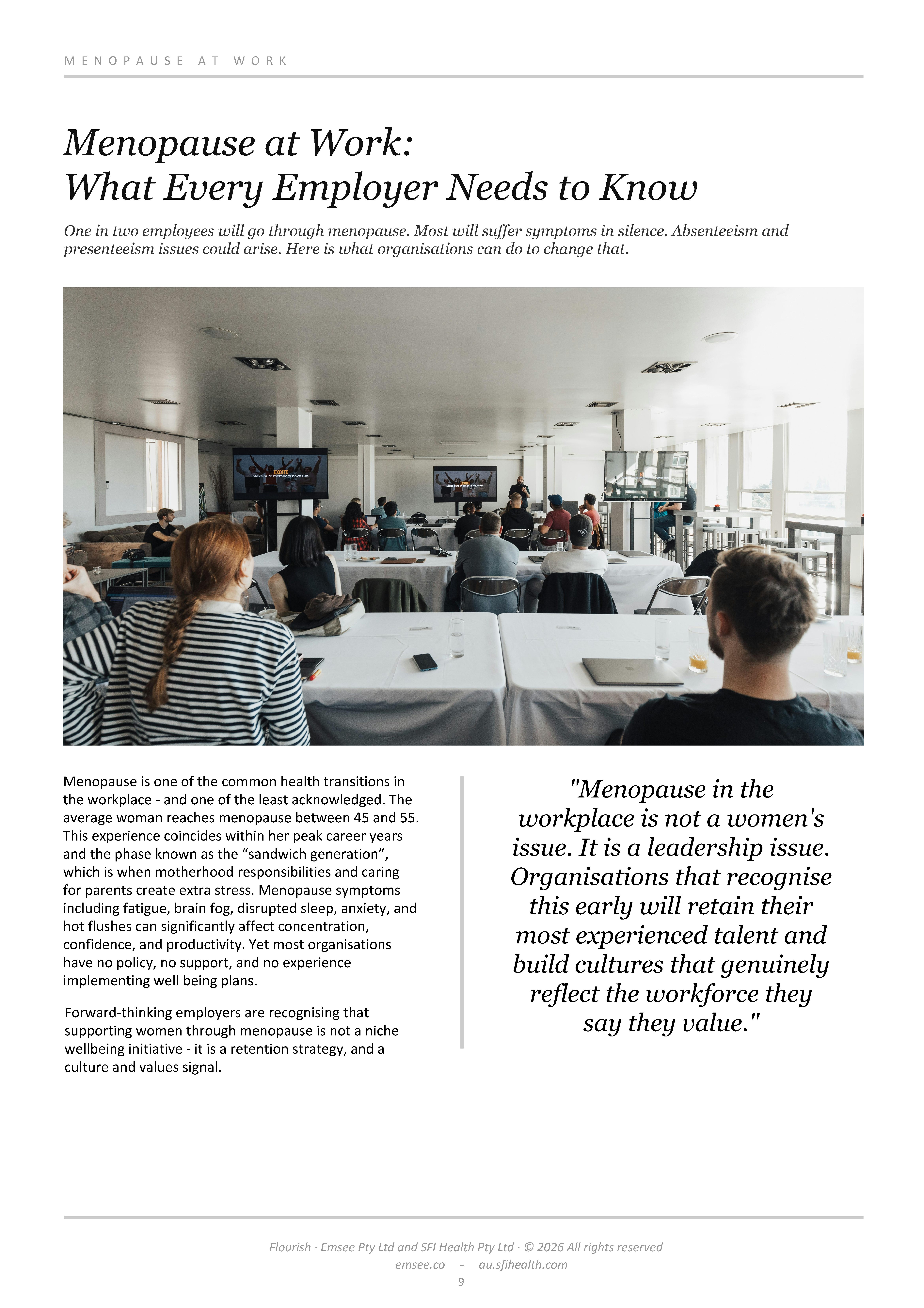 Inside page — Menopause at work