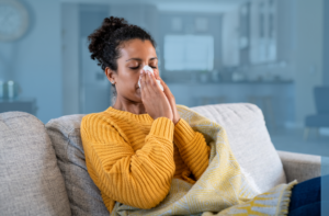 Woman Sick with Flu