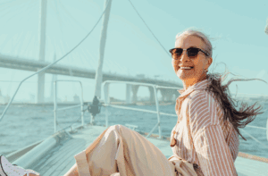 Smiling Woman on Boat